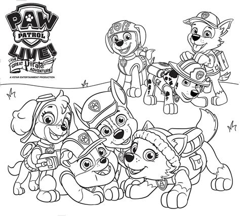 Paw Patrol Characters' Head Coloring Page - Free Printable Coloring Pages for Kids