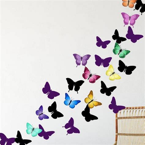 Artsy Butterfly Decor Wall Decals (30 stickers) - Kids Room Mural Wall Decals