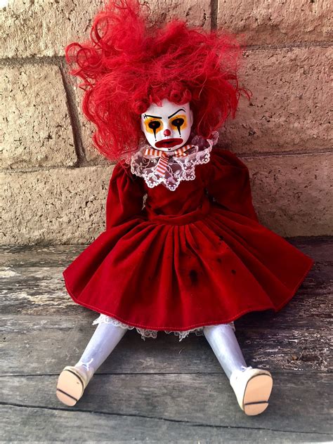 OOAK Sitting Red Clown Creepy Horror Doll Art by Christie Creepydolls - Walmart.com - Walmart.com