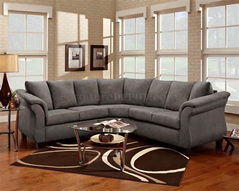 Grey Fabric Elegant Modern Sectional Sofa