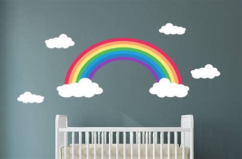 Rainbow Wall Decals Rainbow and Clouds Decals Kids Room Decal Rainbow ...