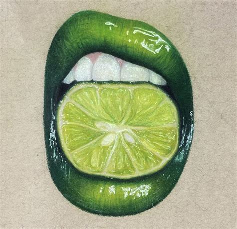 Lips Biting Fruit Drawing - Lips With Fruit Drawing Orange | Khadrismat