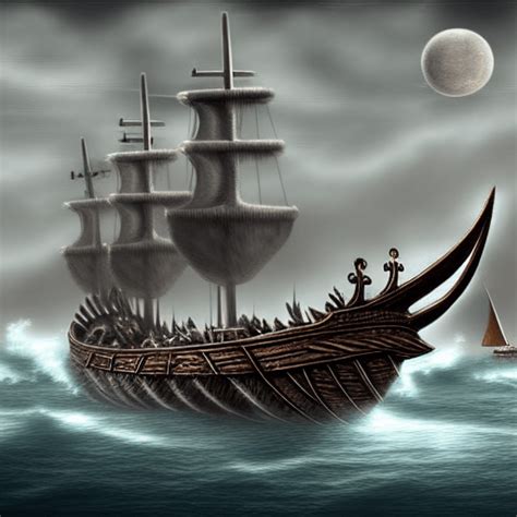 Viking Ships Sailing Fantasy Concept Art · Creative Fabrica