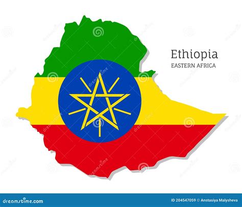 Map of Ethiopia with National Flag Stock Vector - Illustration of globe ...