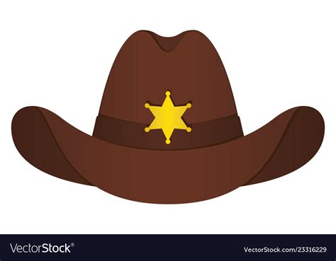 Brown sheriff hat icon isolated object front Vector Image