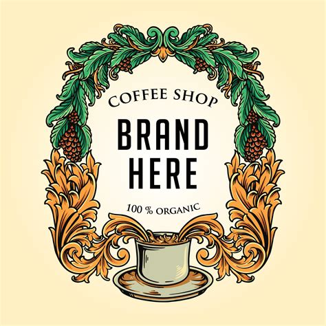 Luxury coffee shop frame vintage Vector illustrations for your work Logo, mascot merchandise t ...