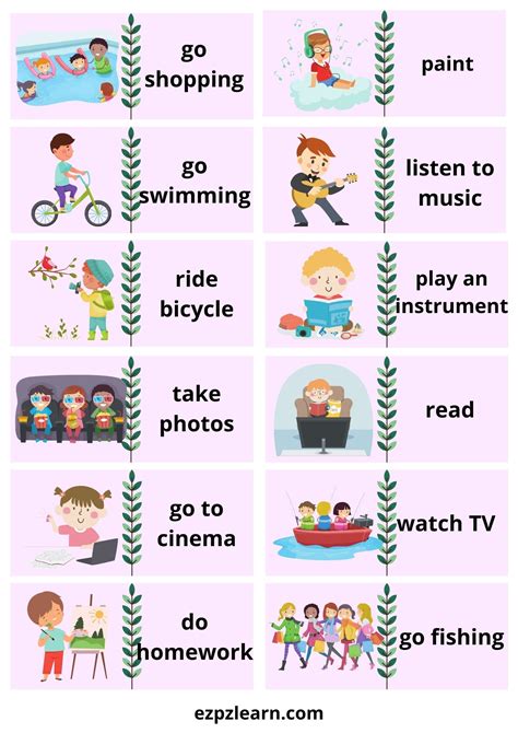 “free Time And Leisure Activities” Vocabulary In English – Esl Buzz 9E4