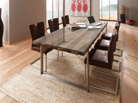 Wood Dining Table With Glass Top - Foter