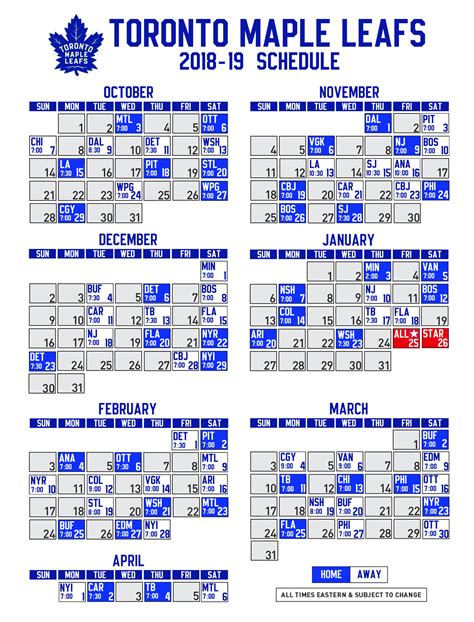 Toronto Maple Leafs 2021-2022 Printable Schedule - Printable Schedule