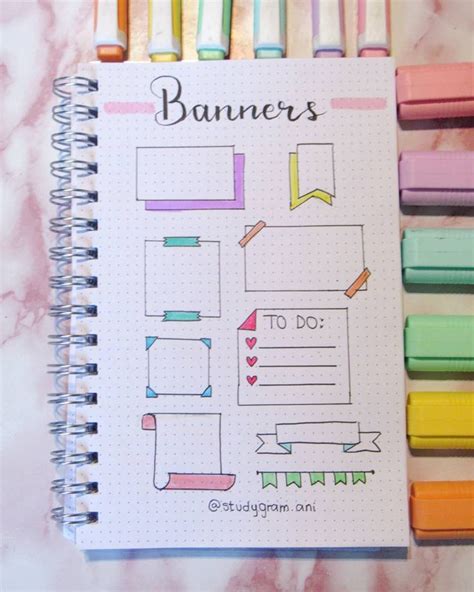 Ideas de banners para decorar tus apuntes o bullet journal