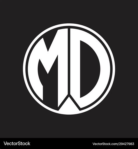 Md logo monogram circle with piece ribbon style Vector Image