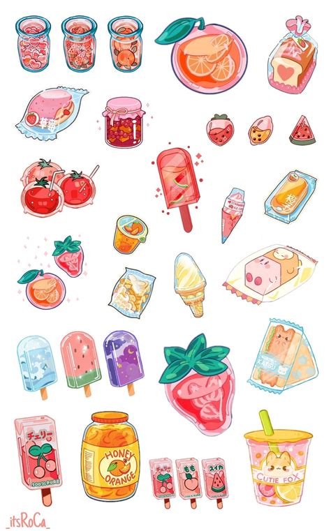 Kawaii food printable stickers | Cute food drawings, Kawaii stickers, Cute food art