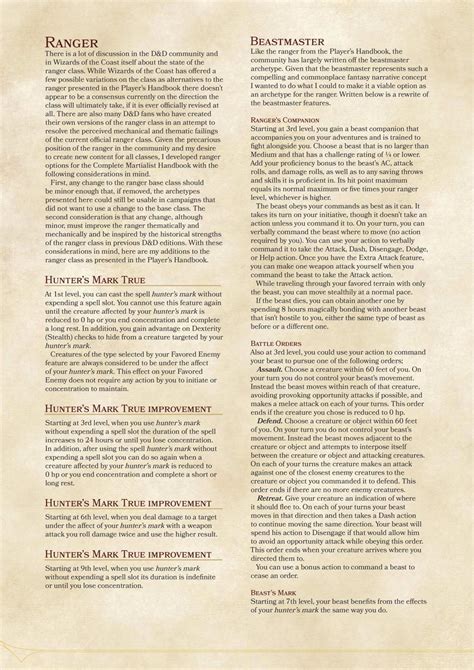 DnD 5e Homebrew — Ranger Edit and Subclasses by coolgamertagbro