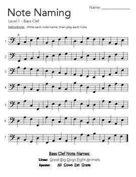 Music Note Names Bass Clef / Free Printable Music Note Naming Worksheets Presto It S Music Magic ...