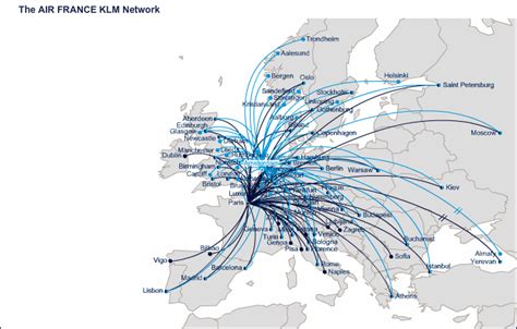 KLM Royal Dutch Airlines route map - Europe