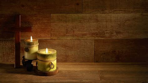 Autumn Harvest Candles with Cross Shape on Retro Wood Background Loop Video - MusicTruth ...