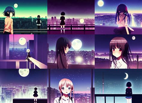 anime visual, dark portrait from a distance of a young | Stable ...