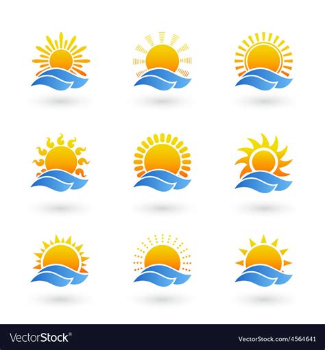 Sunrise or sunset icons Royalty Free Vector Image