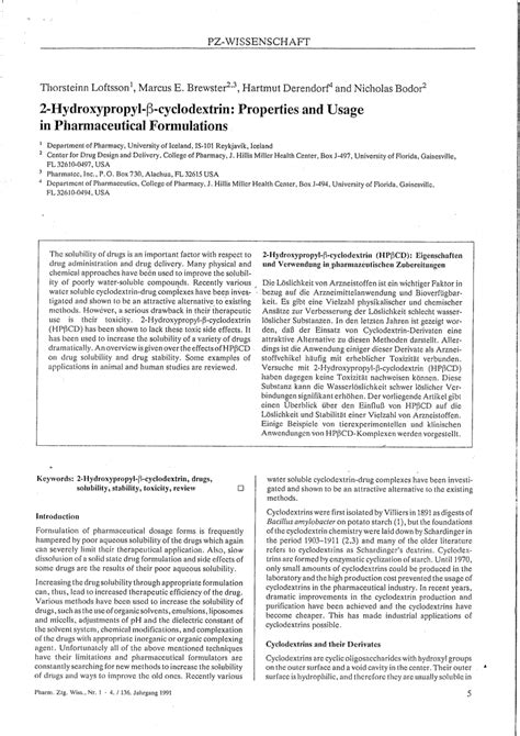 (PDF) 2-Hydroxypropyl-β-cyclodextrin: Properties and usage in pharmaceutical formulations