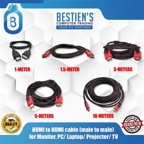 HDMI to HDMI cable (male to male) for Monitor, PC/ Laptop/ Projector ...