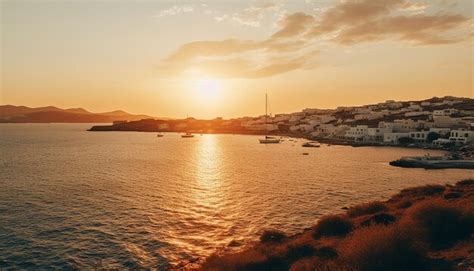 Premium AI Image | Sunset in mykonos