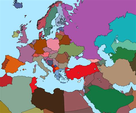 Map of Europe but the color of each country is the average color of their flag | Europe map, Map ...