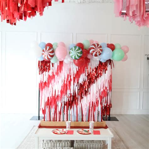 Candy Cane Party Fringe Backdrop for Event Bash Candy Cane Decor for ...