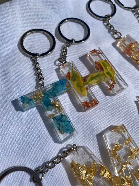 Resin Epoxy Initial Key Chains | Etsy