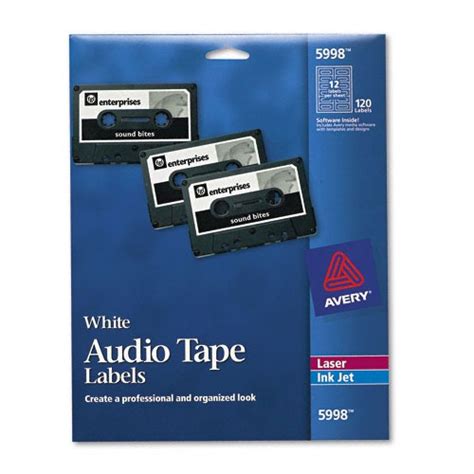 Avery Audio cassette tape labels for laser/ink jet printer - AVE5998 ...