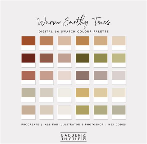 Warm Earthy Tones Digital Colour Palette Swatches Download Procreate ...