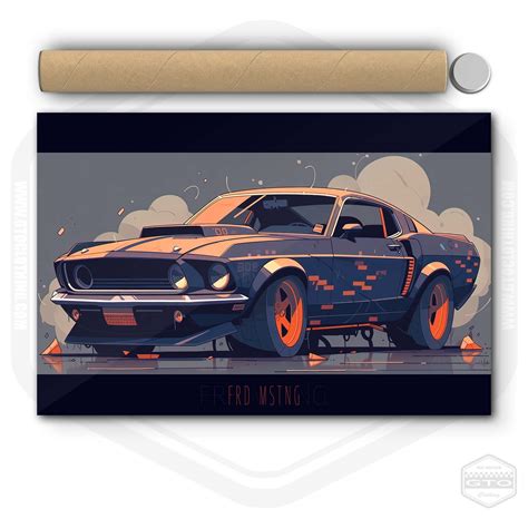 Ford Mustang Illustration 1 Poster 36"x24"