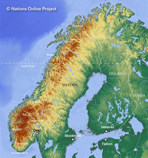 Map Of Norway And Surrounding Countries - State Coastal Towns Map