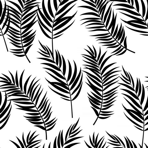 Beautiful Palm Tree Leaves Silhouette, Seamless Pattern Background ...