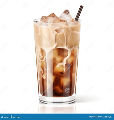 Iced Coffee with Cream Swirls in Glass. Generative Ai Stock Illustration - Illustration of latte ...