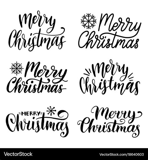 Handwritten merry christmas calligraphy set Vector Image