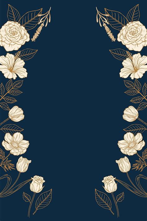 Vintage flowers frame background, navy | Premium Vector - rawpixel