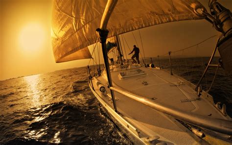 Download Sunset Ocean Sea Yacht Sailing Vehicle Sailboat 4k Ultra HD ...