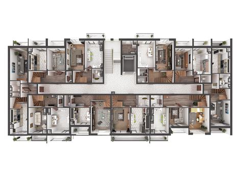 3d apartments for a multi-apartment house on Behance