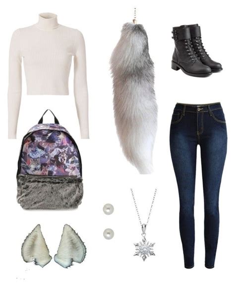 "tundra wolf/arctic fox therian outfit" by lunawolf23 liked on Polyvore featuring A.L.C ...