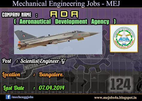 Aeronautical Development Agency Recruitment 2014 _ Scientist/Engineer 'G' - Mechanical ...