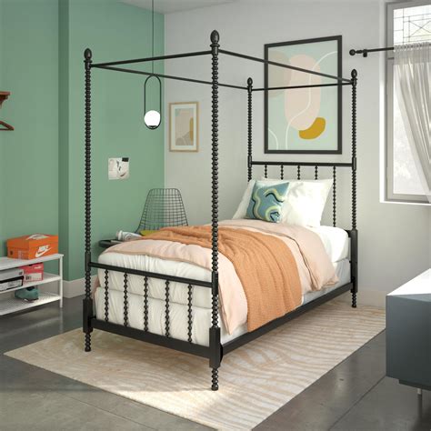 DHP Anika Metal Canopy Bed, Twin Size Frame, Black - Walmart.com ...