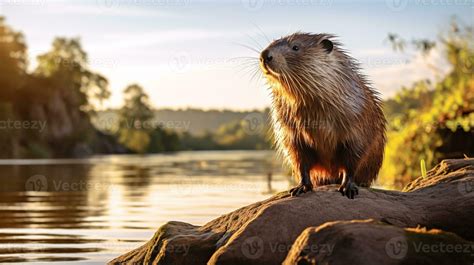 Close-up photo of a Nutria looking in their habitat. Generative AI ...