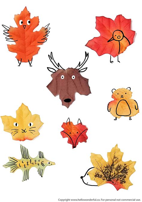 LEAF ANIMAL ART WITH TEMPLATE - hello, Wonderful