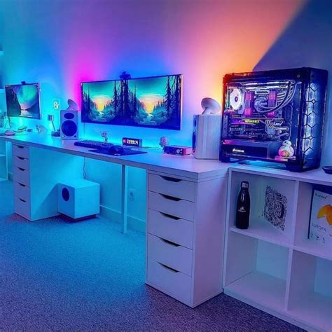 white gaming desk IKEA for students home office computer table for ...