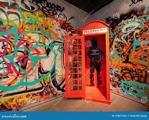 Red Telephone Booth Art Display Editorial Photo - Image of people ...