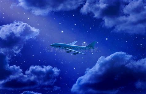 Airplane Flying Travel Night Sky Stock Image - Image of flying, industry: 11897453