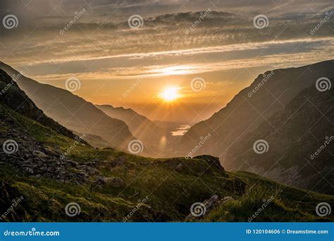 Snowdonia Sunset stock photo. Image of orange, climbing - 120104606