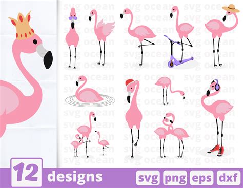 Flamingo SVG bundle | Pink flamingos | Couple | Silhouette | Crown By SvgOcean | TheHungryJPEG