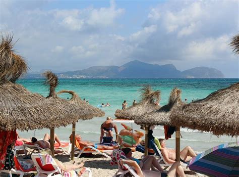 Can Picafort beach, long sandy beach in the bay of Alcudia