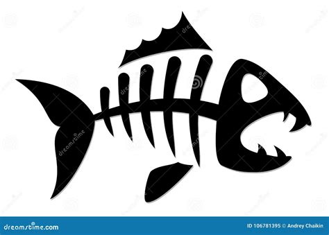 Skeleton Piranha And A Geometric Element. Cartoon Vector | CartoonDealer.com #71031335